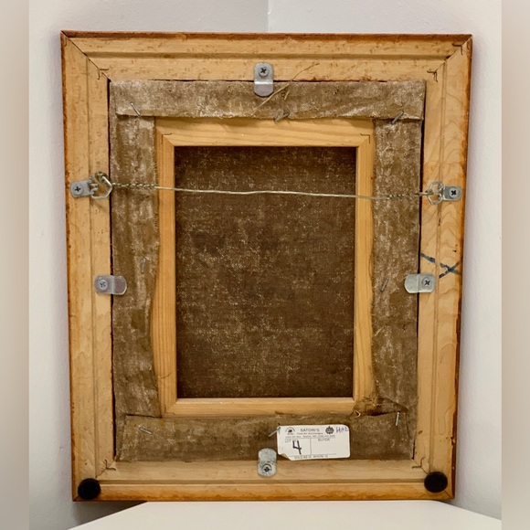 Vintage Birdseye Maple Framed Canvas Oil Painting Rooster Hen Chicks Farmhouse - Picture 12 of 16